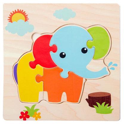 Wooden 3D Animal Puzzle for Babies – Educational Jigsaw Toy