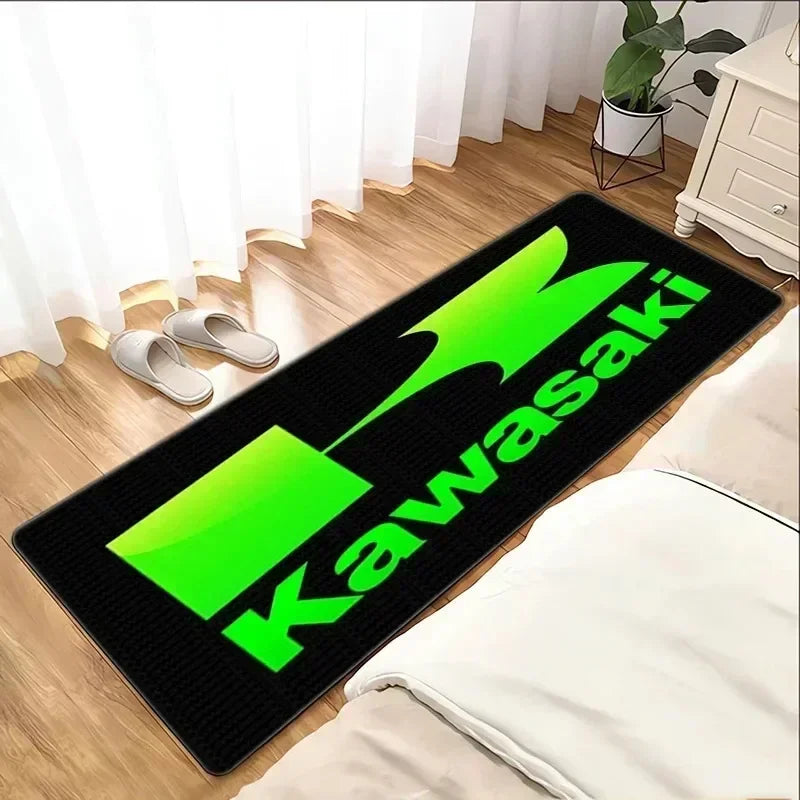 Kawasaki Motorcycle Area Rug Anti-Slip Floor Mat for Garage & Home Decor
