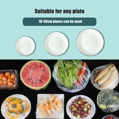Elastic Food Cover Lids 100 Pack – Disposable Bowl Covers
