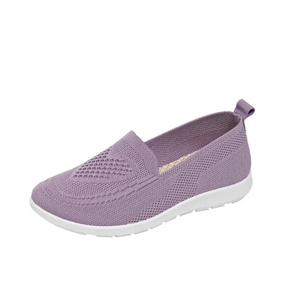Women's Breathable Slip-On Flats – Casual Knit Mesh Shoes