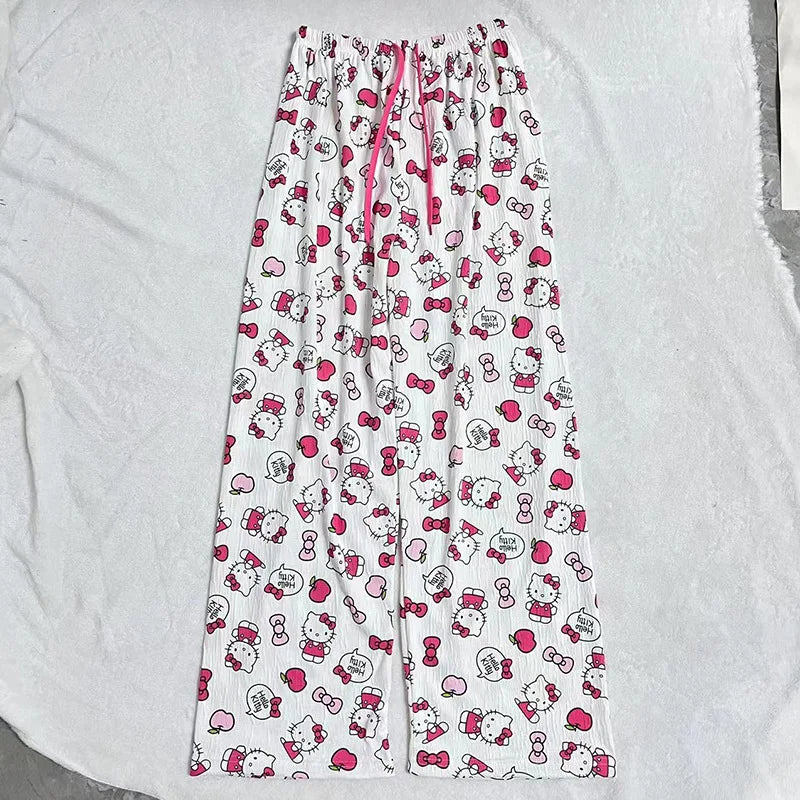 Hello Kitty Pajama Pants – Anime Cartoon Sanrio Sleepwear Trousers