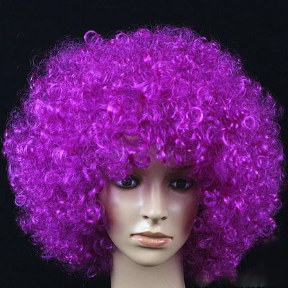 Women Curly Cosplay Wig Short Wavy Hair Colorful Synthetic Daily Party Men Football Fan Wearing Kids