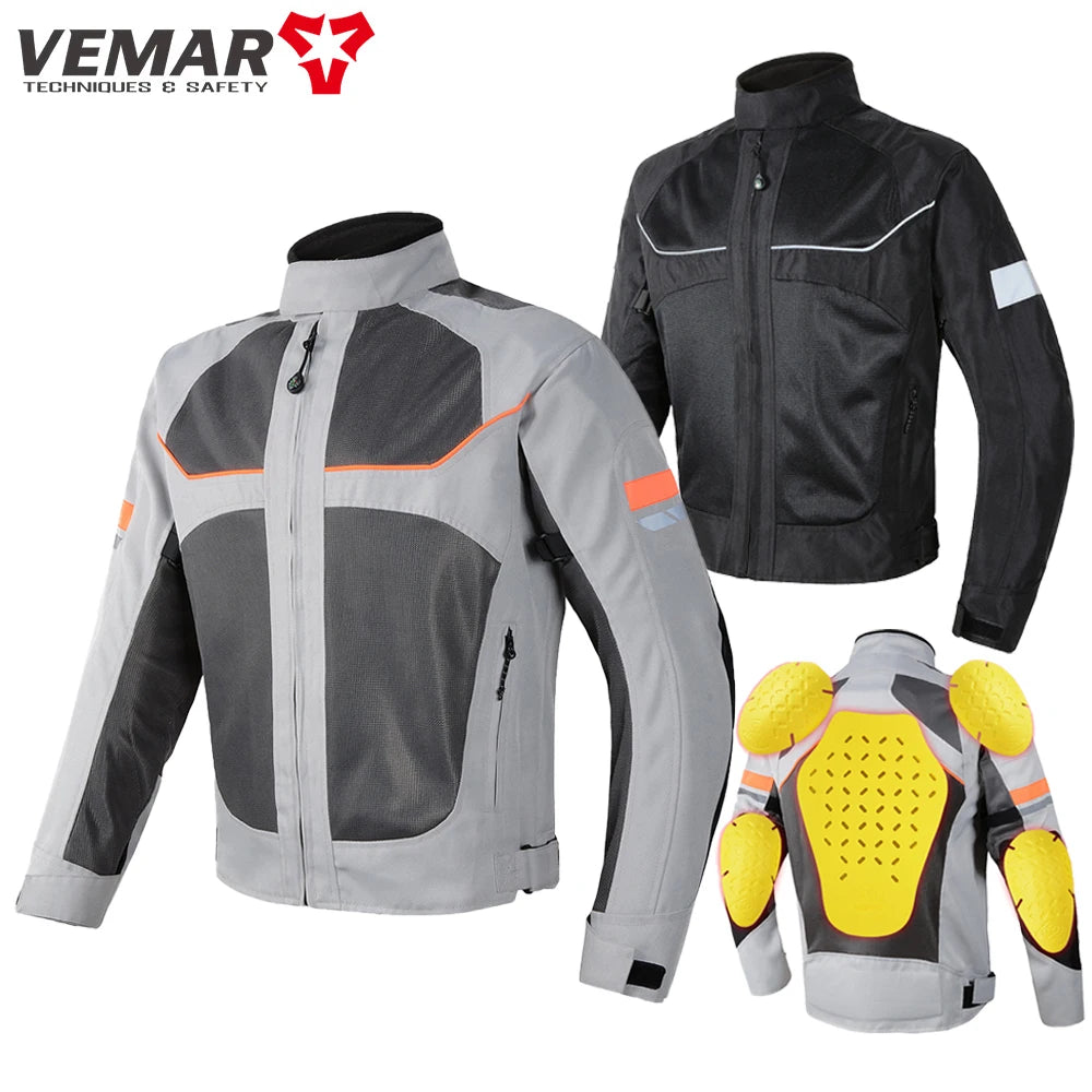 Vemar Men's Motorcycle Jacket – Mesh Motocross Protective Riding Coat