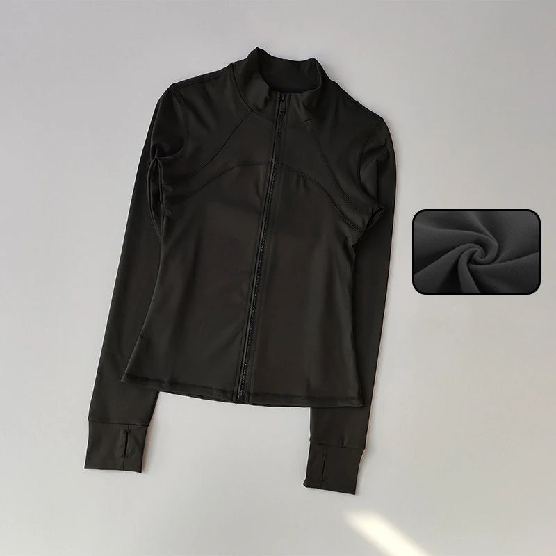 Women's Full-Zip Yoga Sports Jacket – Standing Collar Running Top