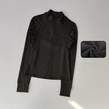Women's Full-Zip Yoga Sports Jacket – Standing Collar Running Top