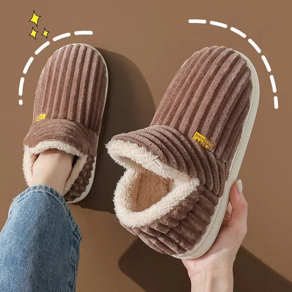 Fur Slippers Women Men Winter Warm Plush Indoor Slides