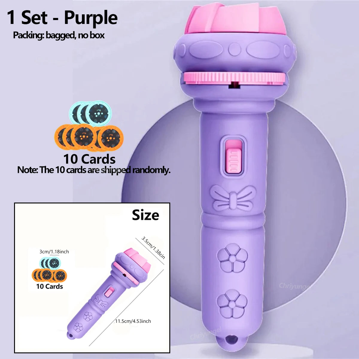 Kids Projector Flashlight – 10 Cards, 80 Patterns, Night Light