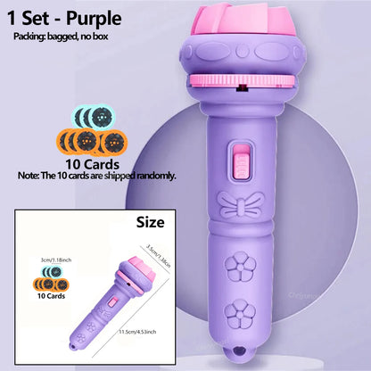 Kids Projector Flashlight – 10 Cards, 80 Patterns, Night Light