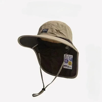 Wide Brim Bucket Hat with Neck Flap – Unisex Outdoor Sun Hat