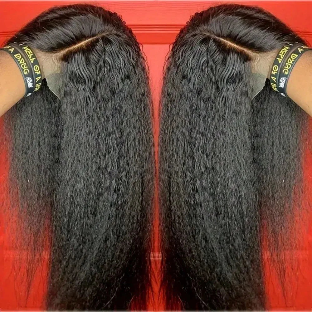 Kinky Straight 13x4 Lace Front Human Hair Wigs Women Brazilian Bone Colored 5x5 Transparent Frontal