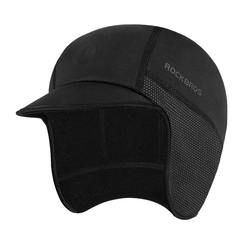 ROCKBROS Winter Bike Cap – Windproof Thermal Cycling Hat with Ear Flaps