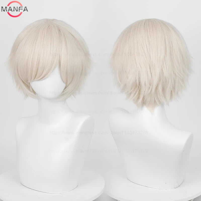 Anime 30cm Short Straight Cosplay Wig Black White Green Brown Purple Blue Gray Red Gold Man Women