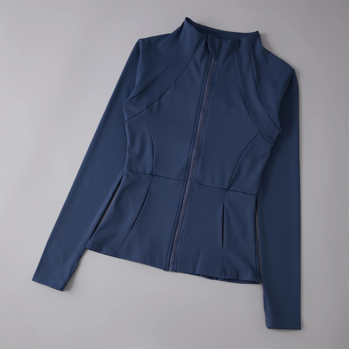 Women's Zip-Up Athletic Jacket with Thumb Holes – Slim Fit Running Top