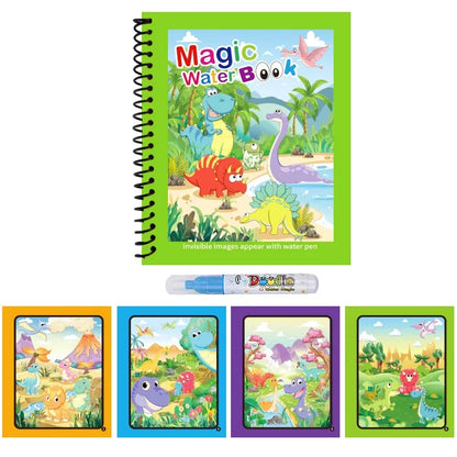 Magic Water Coloring Book for Kids with Water Pen – Animal Cartoon Reusable Drawing Book