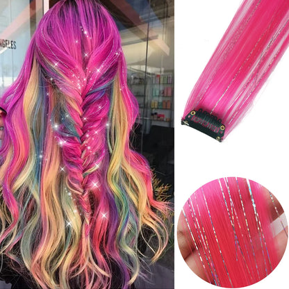 Clip Hair Extensions 6pcs Pack Colored Party Highlights 22 Inches Multi-Colors Straight Hair