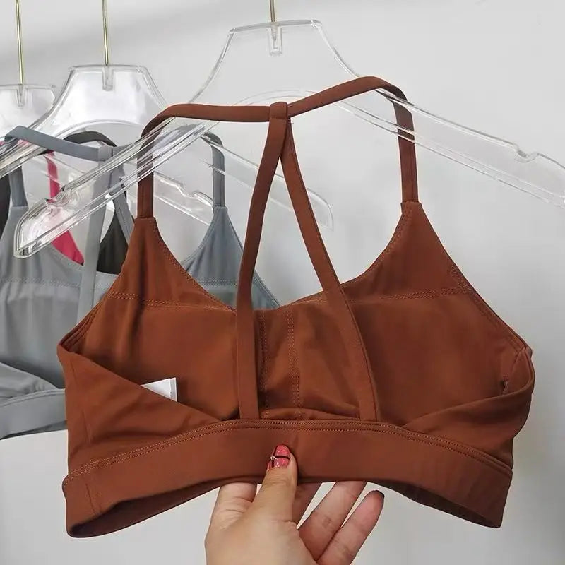 Women's Sports Bra – Open Back Halter Neck Yoga Fitness Bra