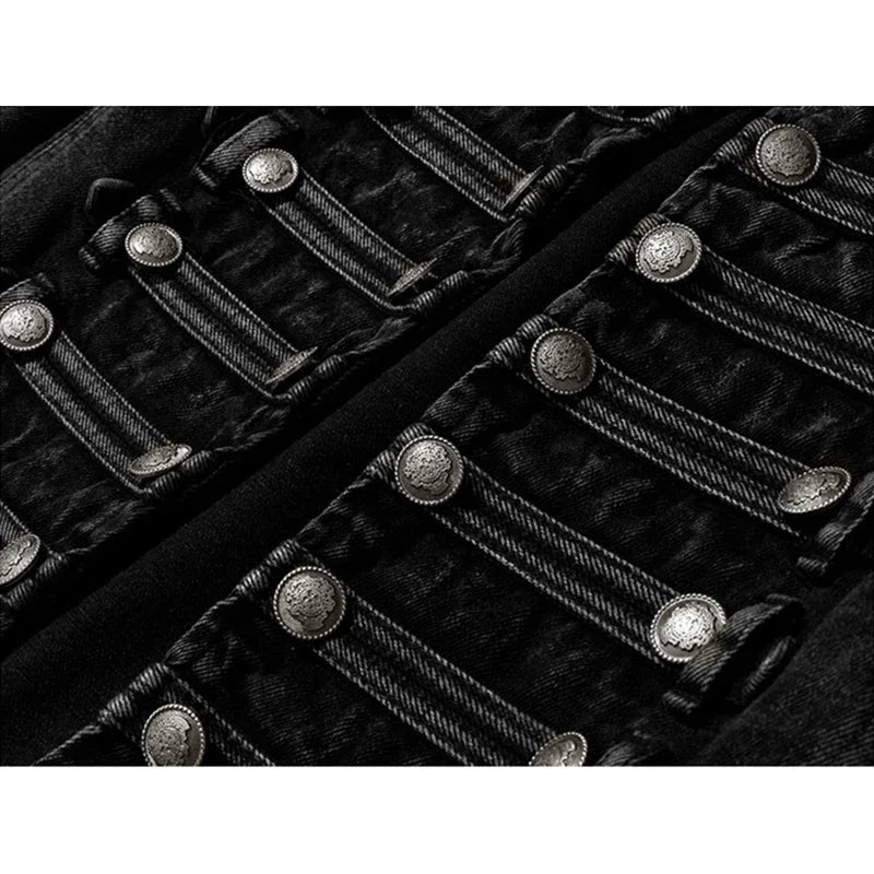 Military Double-Breasted Denim Jacket Women