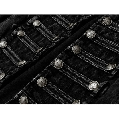Military Double-Breasted Denim Jacket Women