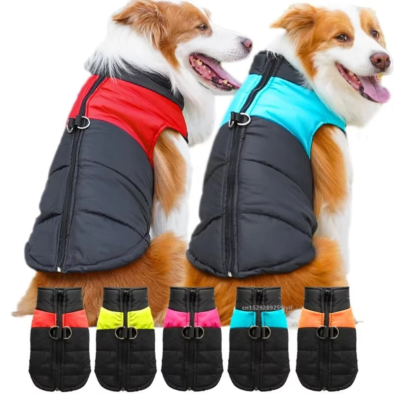 Waterproof Padded Dog Jacket Winter Vest with Zipper