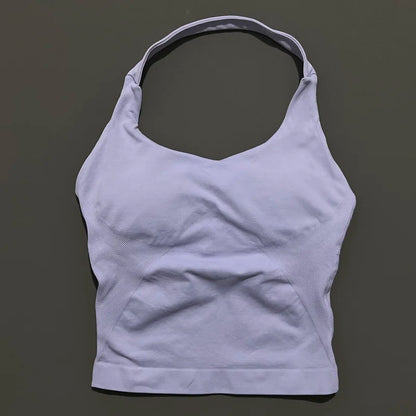 Seamless Halter Longline Sports Tank Top for Women – Gym Yoga Workout