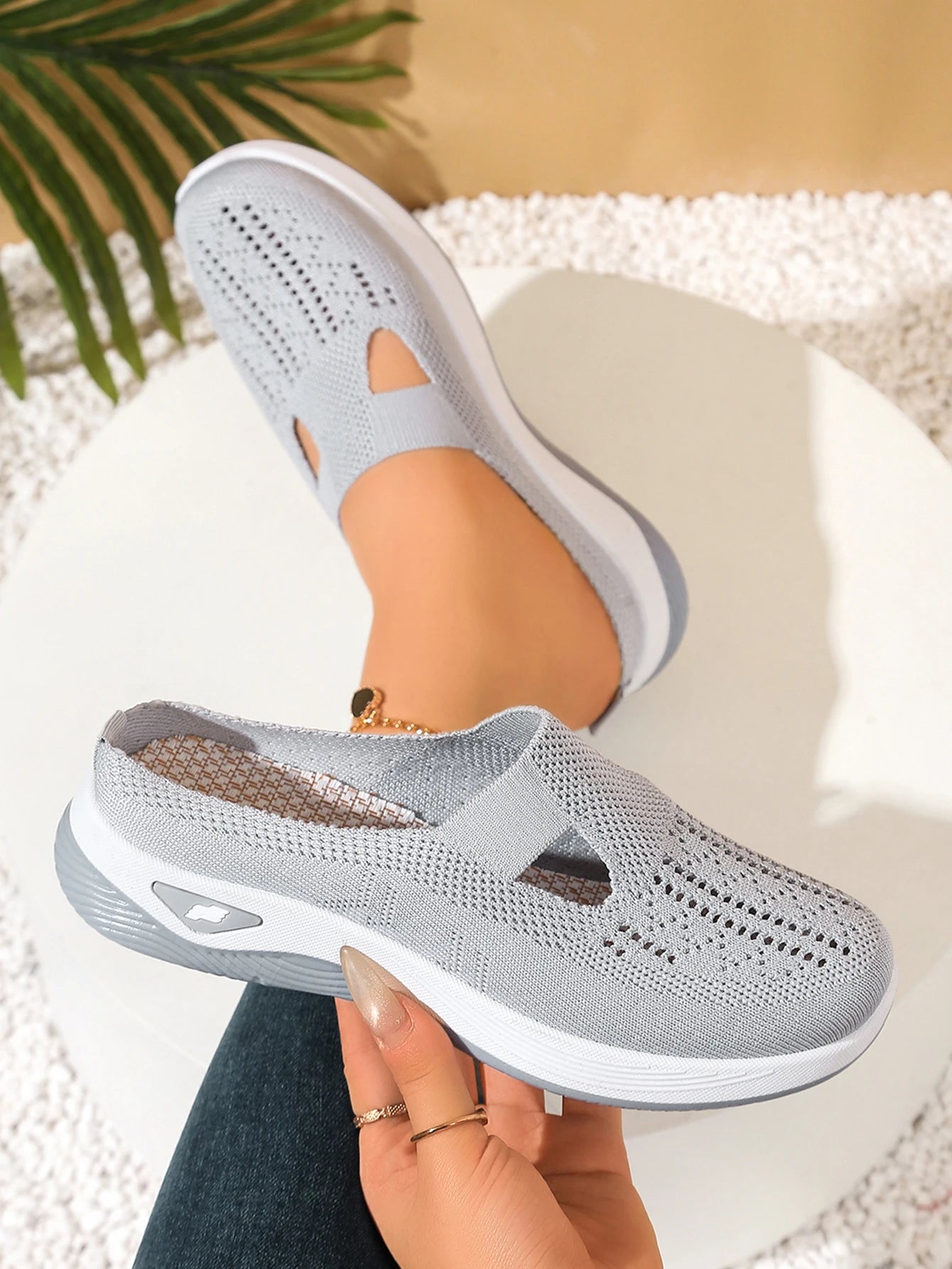 Women S Indoor Home Half Slippers Breathable Vent Design Slip Summer Casual Footwear
