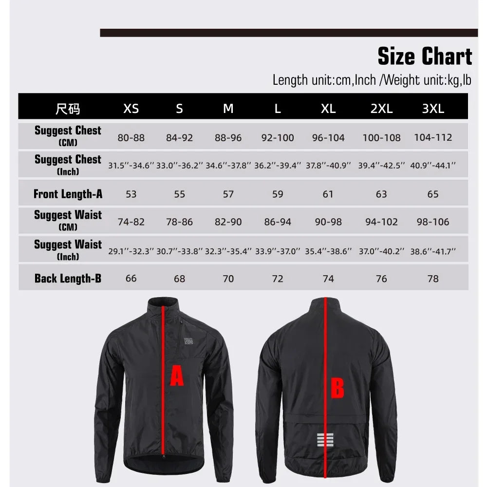 Men's Windproof Cycling Jacket – Ultralight Long Sleeve Bike Jersey