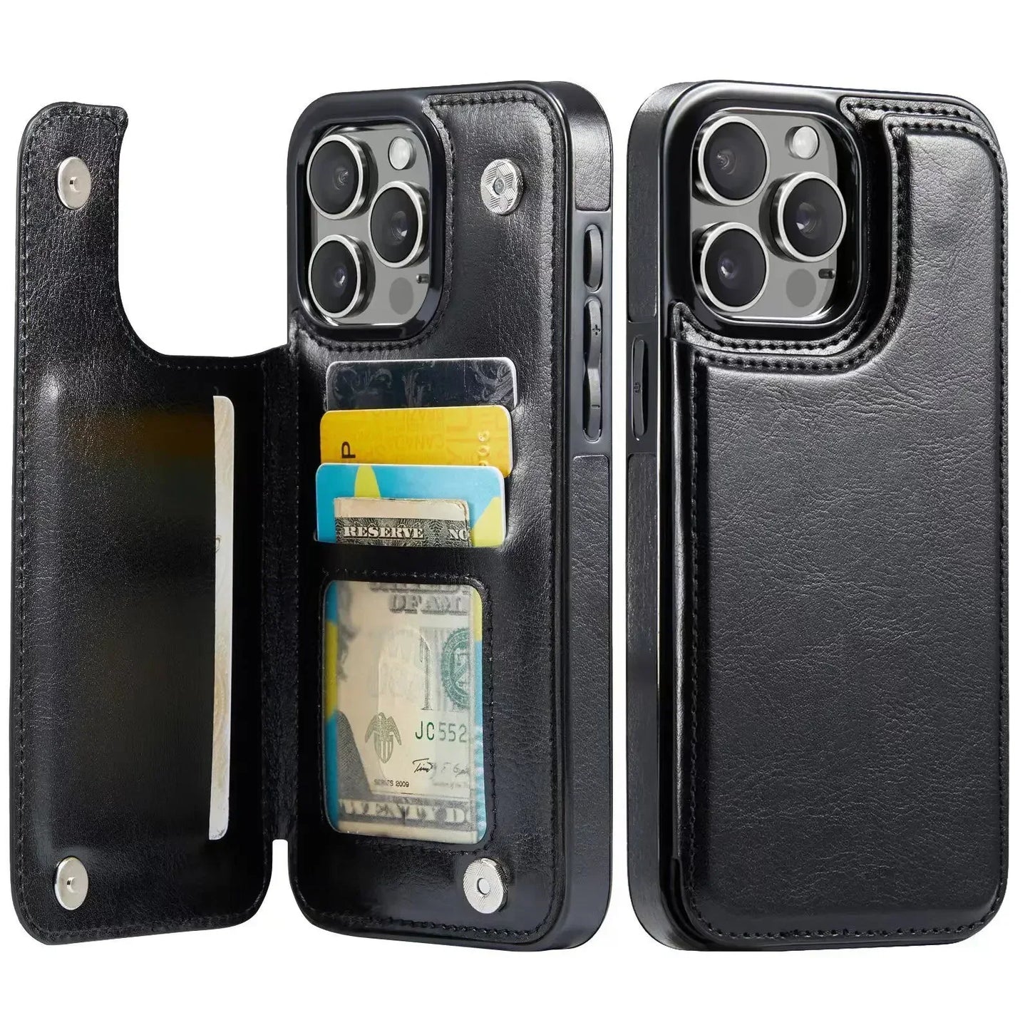 Wallet Card Holder Case Iphone 16 15 14 13 12 11 Pro Max Xs Xr Leather Cover
