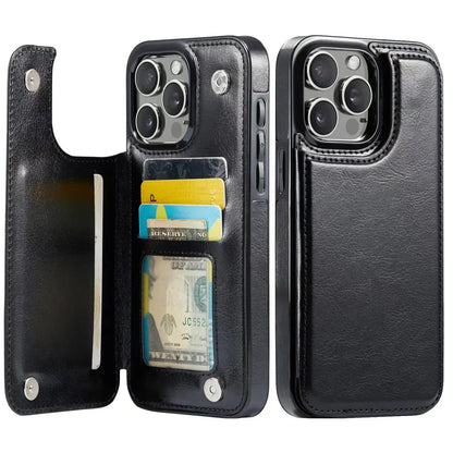 Wallet Card Holder Case Iphone 16 15 14 13 12 11 Pro Max Xs Xr Leather Cover