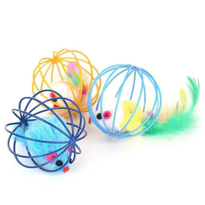 Cat Toy Mouse in Cage Ball – Colorful Interactive Chase Toy