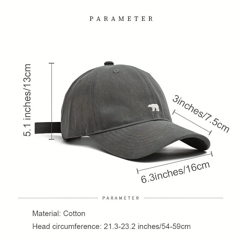 Baseball Cap with Bear Logo – Slim Fit Outdoor Dad Hat