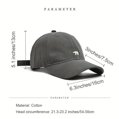 Baseball Cap with Bear Logo – Slim Fit Outdoor Dad Hat