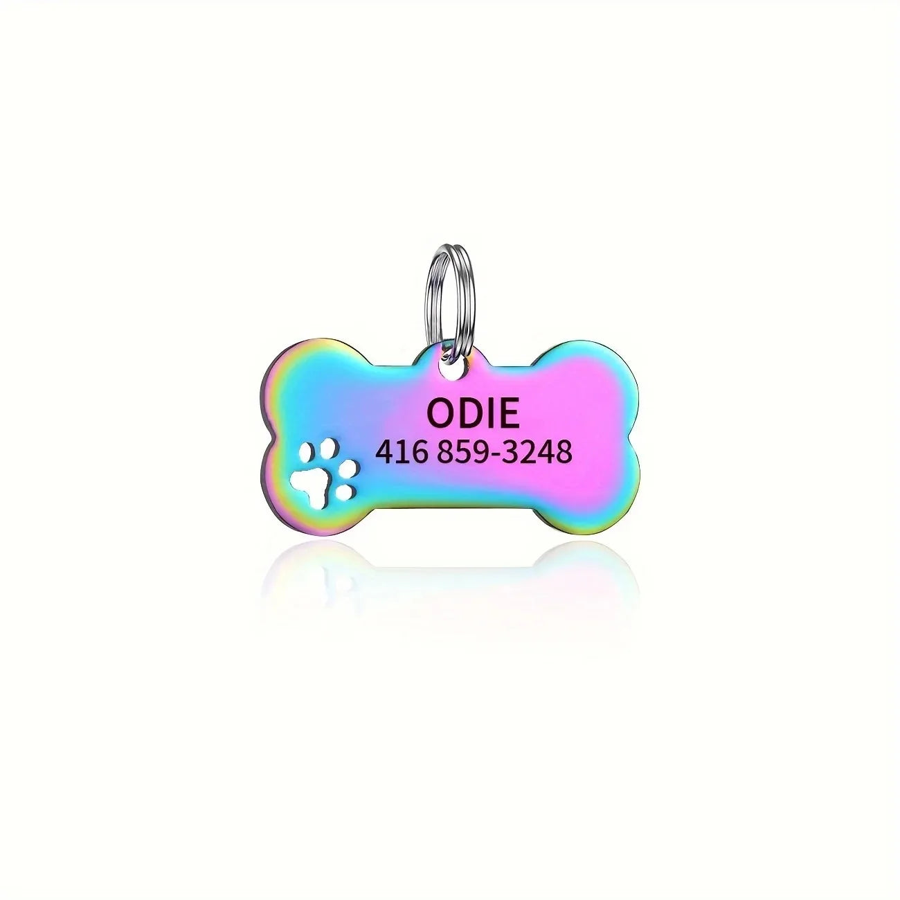 Personalized Engraved Pet ID Tag – Bone Shape for Dogs & Cats