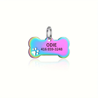 Personalized Engraved Pet ID Tag – Bone Shape for Dogs & Cats