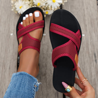 Women's Sport Sandals Casual Flat Cross-Strap Summer Slide