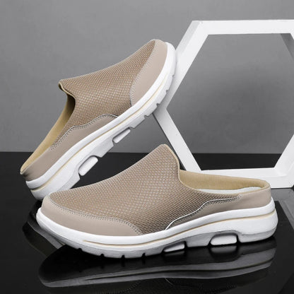 Men's Breathable Mesh Slip-On Mules – Thick Sole Indoor Outdoor Slides
