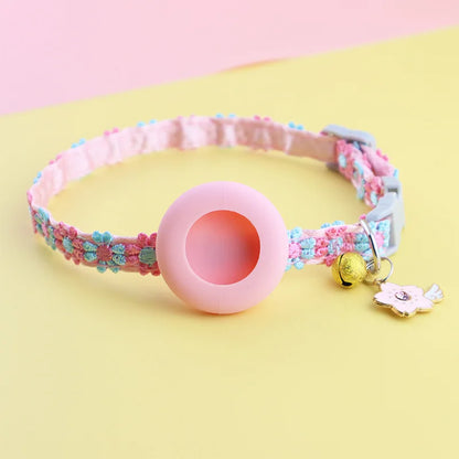 AirTag Cat Collar – Cute Flower Lace with Pendant & Bell