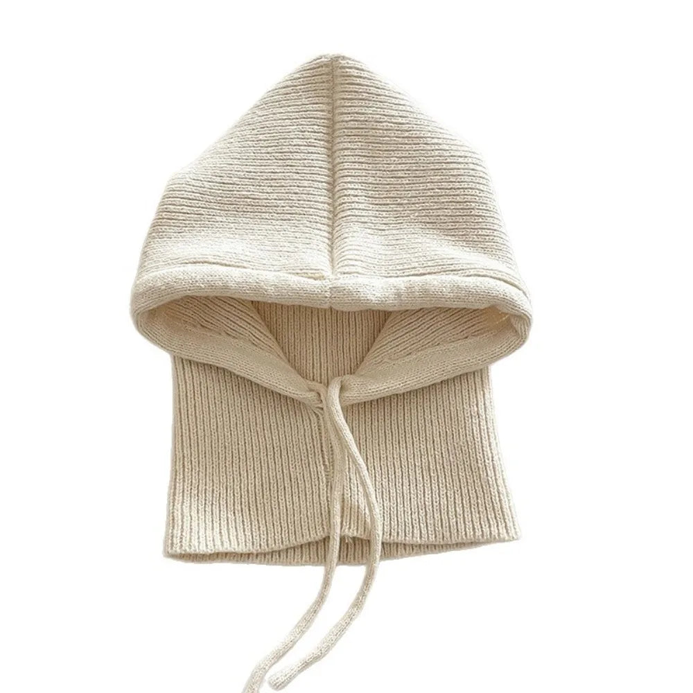Knitted Balaclava Hood Hat with Fake Collar Shawl – Women's Winter Beanie
