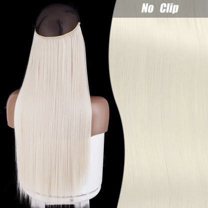 No Clips Natural Hair Extension Synthatic Artificial Long Straight Hairpiece Blonde Black Mixed