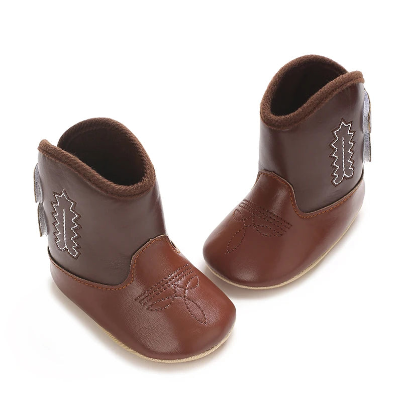 Baby Cowboy Boots Soft Sole Non-Slip Crib Shoes for Infant Toddler