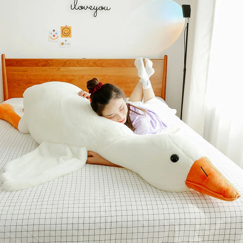 Giant White Goose Plush Pillow Toy – Soft Stuffed Animal Doll