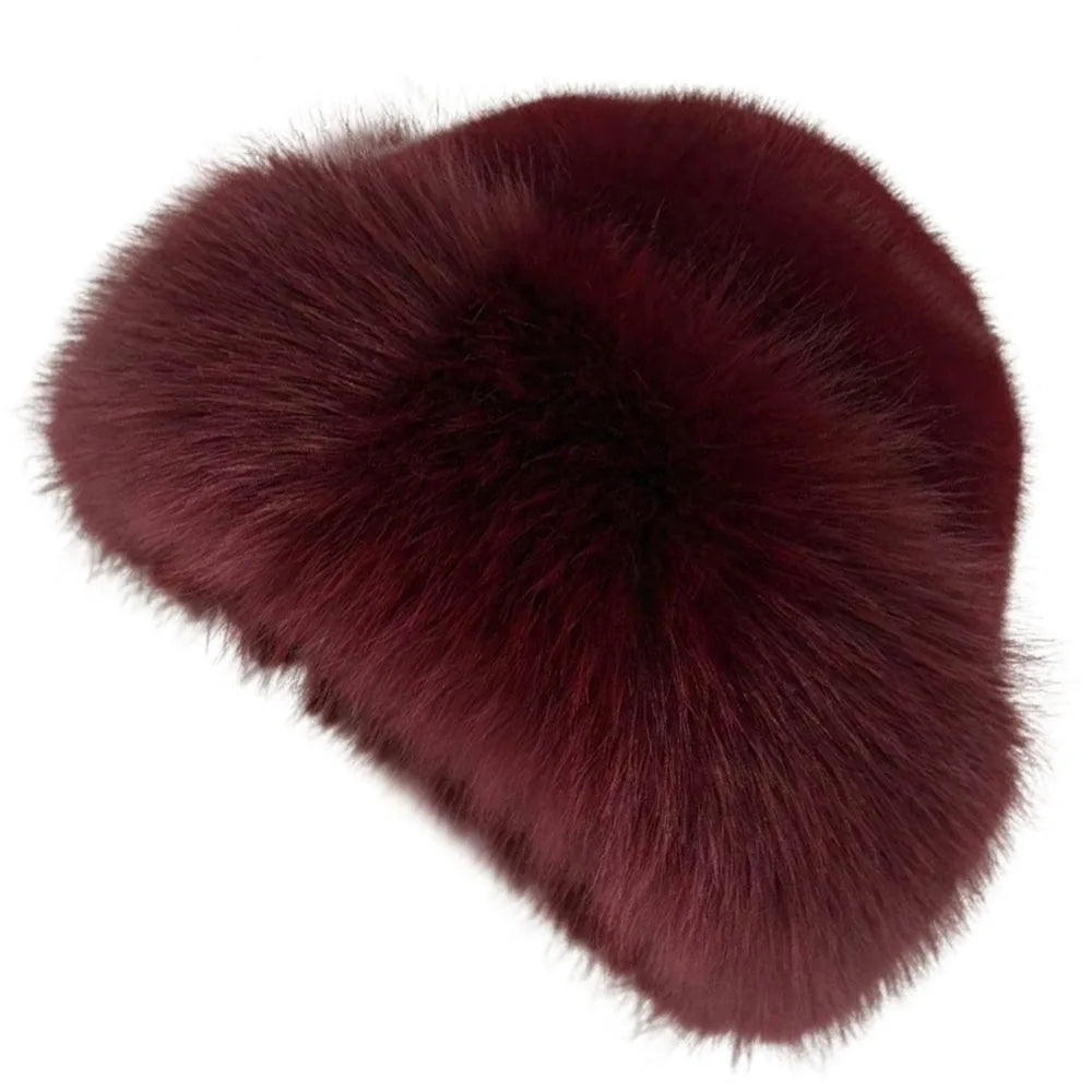 Fluffy Faux Fur Beret – Women's Winter Plush Bucket Hat