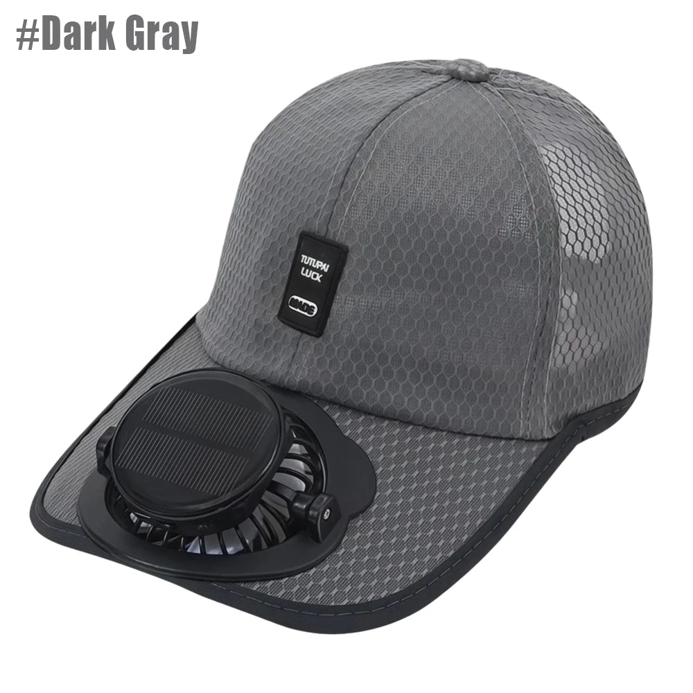 Solar Fan Baseball Cap with USB Charging – Cooling Mesh Hat