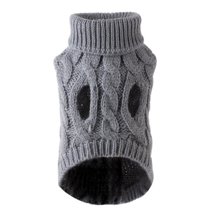 Cable Knit Dog Sweater – Warm Winter Turtleneck for Small Dogs