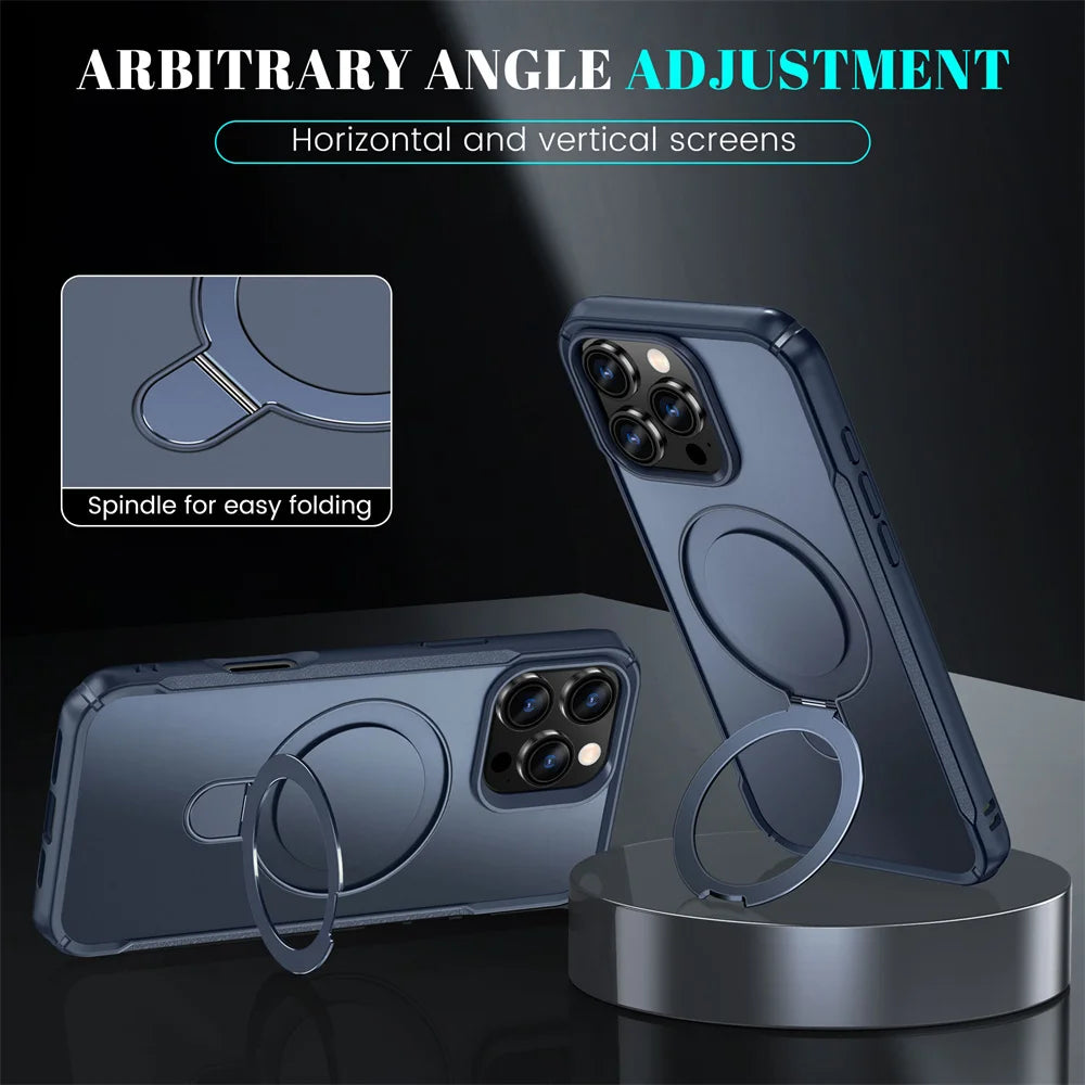 Magsafe Wireless Charge Fold Magnetic Stand Phone Case Iphone 15 16 17 18 Pro Max 16e 14 13 12 11