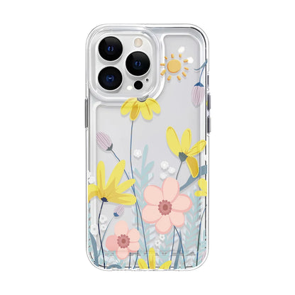 Girls Flower Clear Phone Case Iphone 16 15 14 13 12 11 Pro Max Plus Bumper Shockproof Hard Cover