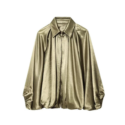 Oversized Ruched Bomber Jacket for Women