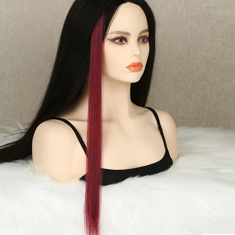 5pcs Set Long Straight Hair Extensions Synthetic Clip Women Halloween Christmas Party Cosplay