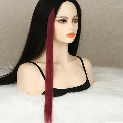 5pcs Set Long Straight Hair Extensions Synthetic Clip Women Halloween Christmas Party Cosplay