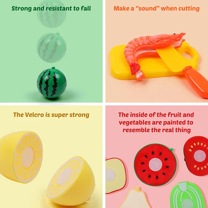 Kids Cutting Fruits & Vegetables Pretend Play Kitchen Set