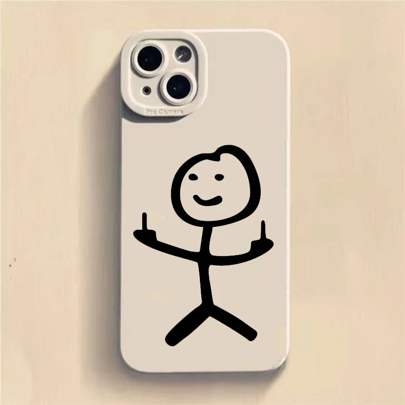 Cute Cartoon Matchman Matte Silicone Phone Case Iphone 16 11 12 13 14 15 17 Pro Max Xr Xs X 7 8 Plus